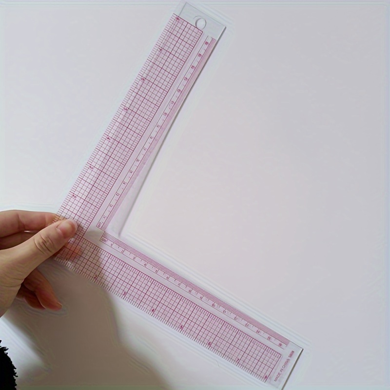 Hitefu 2PCS L Square Ruler for Sewing, Plastic L Angle Ruler Curve Ruler  Measure Tailor Ruler, Clear Corner Ruler for Craft Sewing Measuring