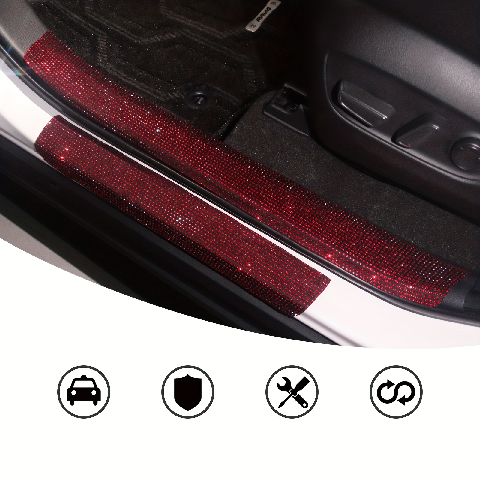 4pcs For Tesla Model 3 Protective Interior Sticker Car Styling Pu Leather Carbon  Fiber Style Door Sill Strip Scuff Plate - Automotive Interior Stickers -  AliExpress