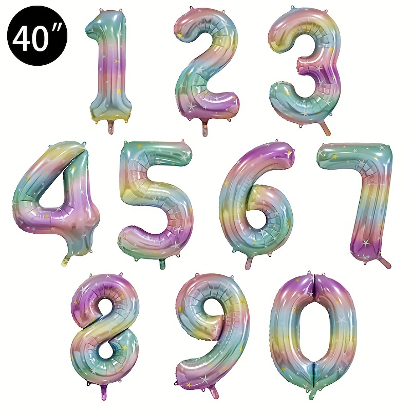 Globos de arcoíris número 4 para decoración de fiesta de cumpleaños de arco  iris, suministros de 4ª fiesta para niños y niñas, globos de Mylar de