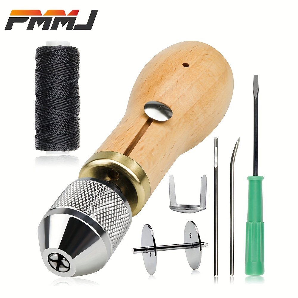 Diy Leather Sewing Awl Set Waxing Thread Hand Sewing Tools - Temu