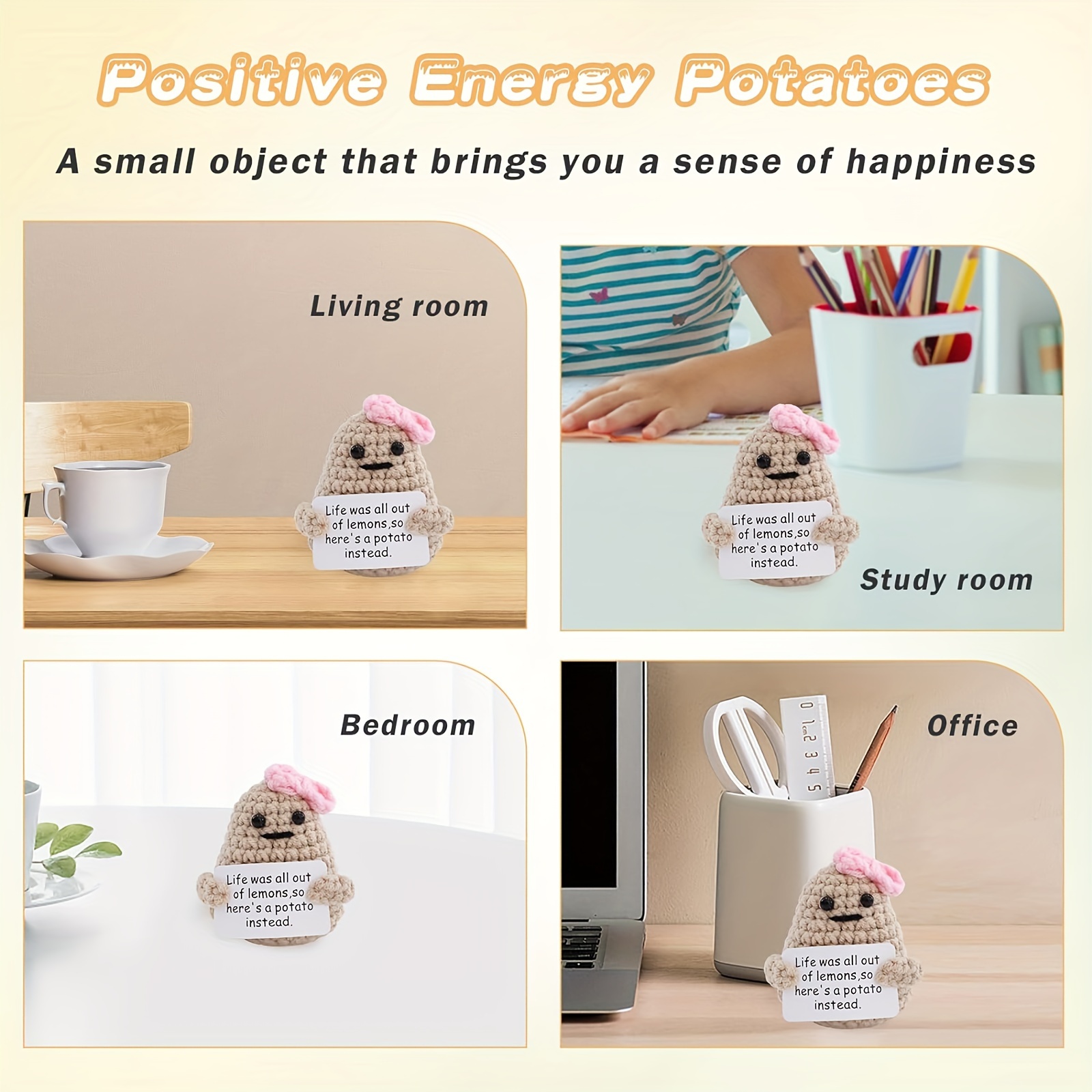 Funny Positive Potato Cute Wool Knitting Doll With Positive - Temu