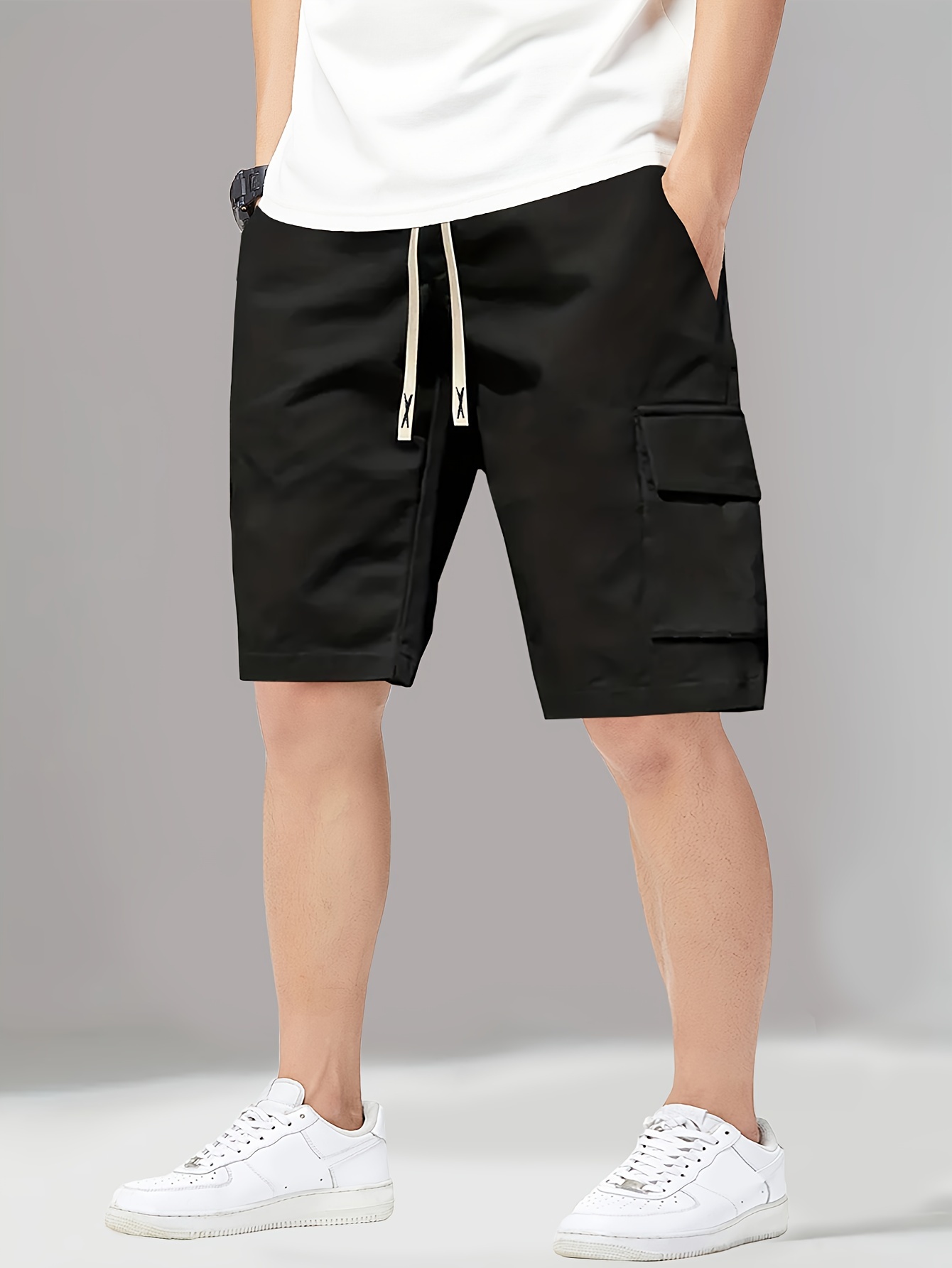 Men's Cargo Short Pants Lightweight Flap Pocket Drawstring - Temu
