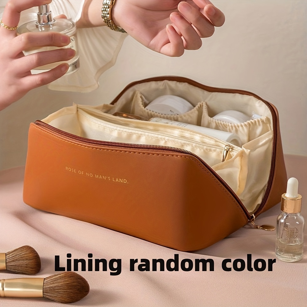 Large Capacity Travel Cosmetic Bag - Portable Women Waterproof Pu