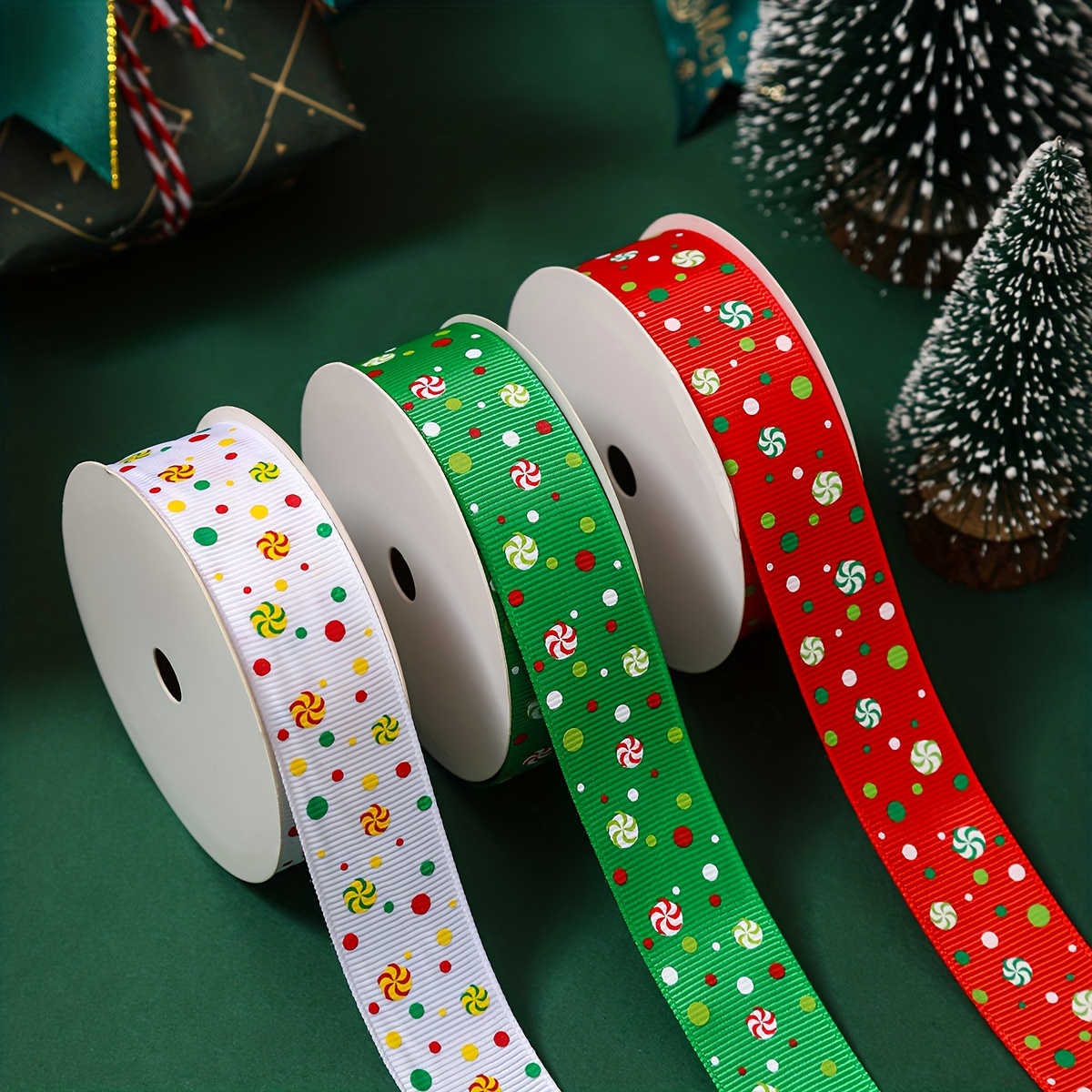 D-GROEE Christmas Ribbons Trims Ribbons Decorative Ribbons Christmas  Festive Themed Ribbons for DIY Craft, Xmas Decor Winter Holiday Festival  Season Christmas Gift Wrapping 