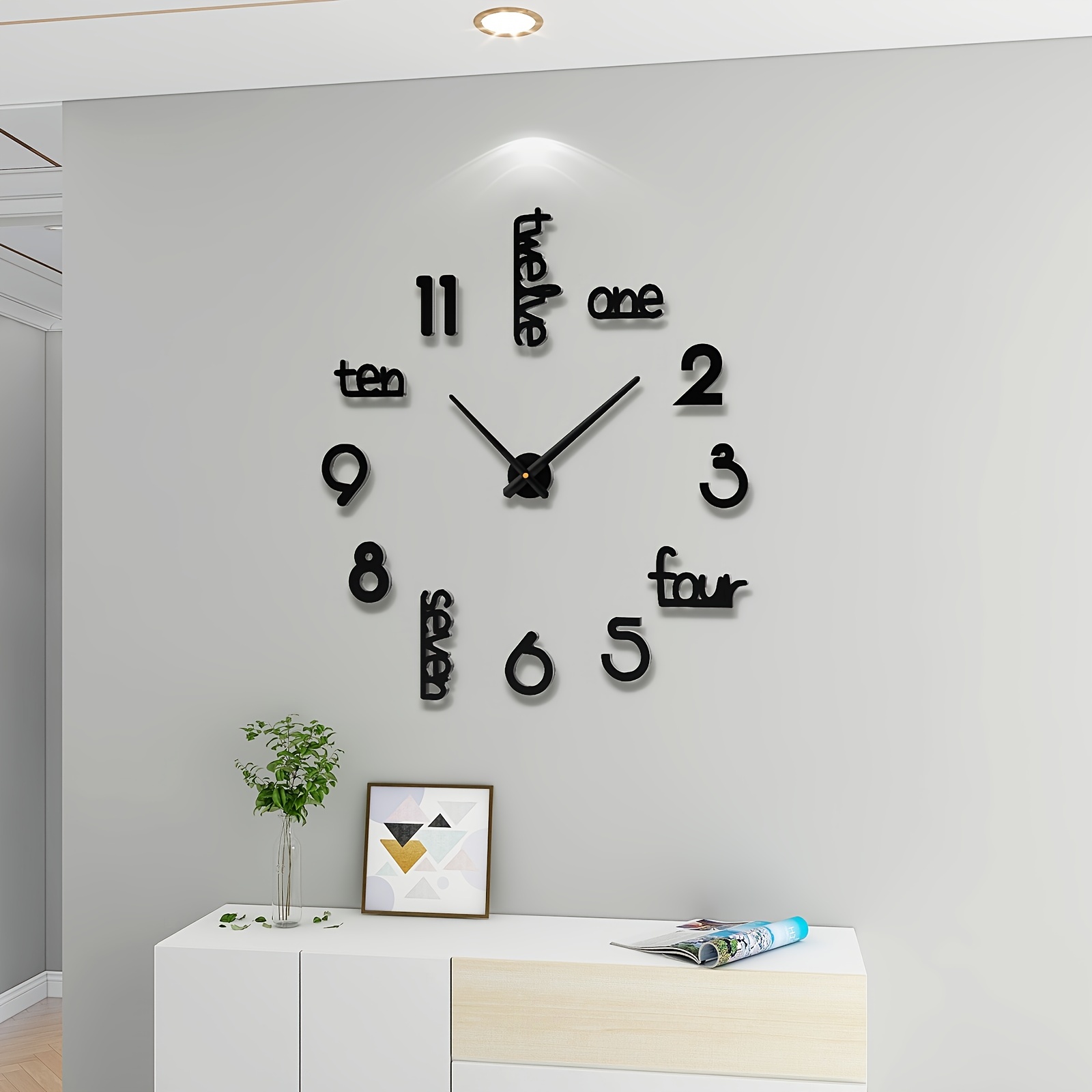  DAUERHAFT Reloj de pared DIY sin marco, decoración de oficina,  reloj de bricolaje para paredes, calcomanía de pared, reloj adhesivo en  pared, reloj con números de regalo (plata) : Hogar y