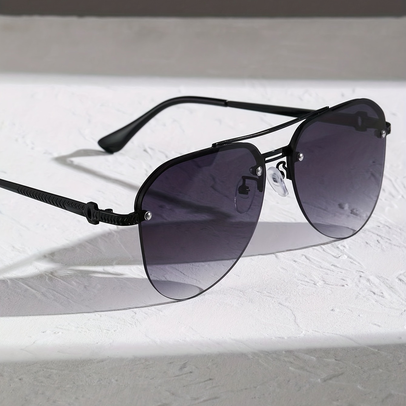 Top Bar Aviator Fashion Sunglasses For Women Men Gradient Rimless Metal  Shades For Beach Driving, Uv400 - Temu