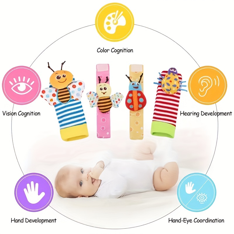 4 pcs Bébé Poignet Hochets Pied Finder Jouets Ensemble - Temu Canada