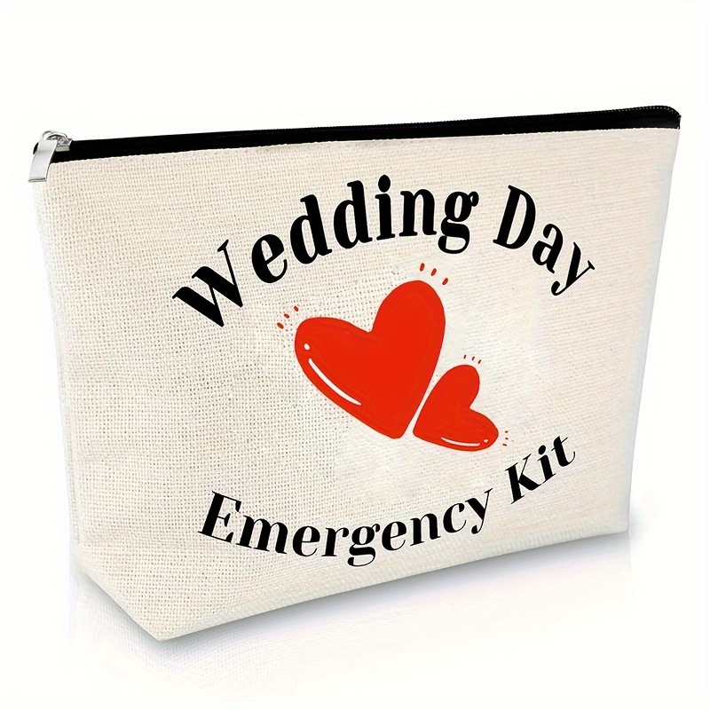 Wedding Day Emergency Gift for Bride Makeup Bag Funny Bridal Shower Present  Wedding Gift Cosmetic Bag Bridal Party Gifts for Bridesmaids Birthday Gift