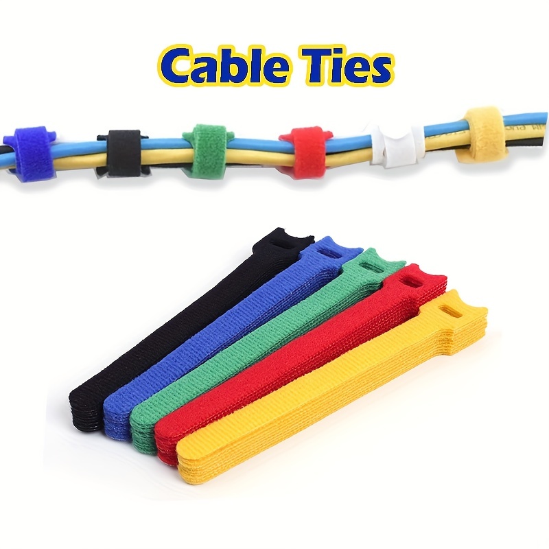 60PCS Fastening Cable Ties Reusable, Premium 6-Inch Adjustable Cord Ties,  Microfiber Cloth Cable Management Straps Hook Loop Cord Organizer Wire Ties