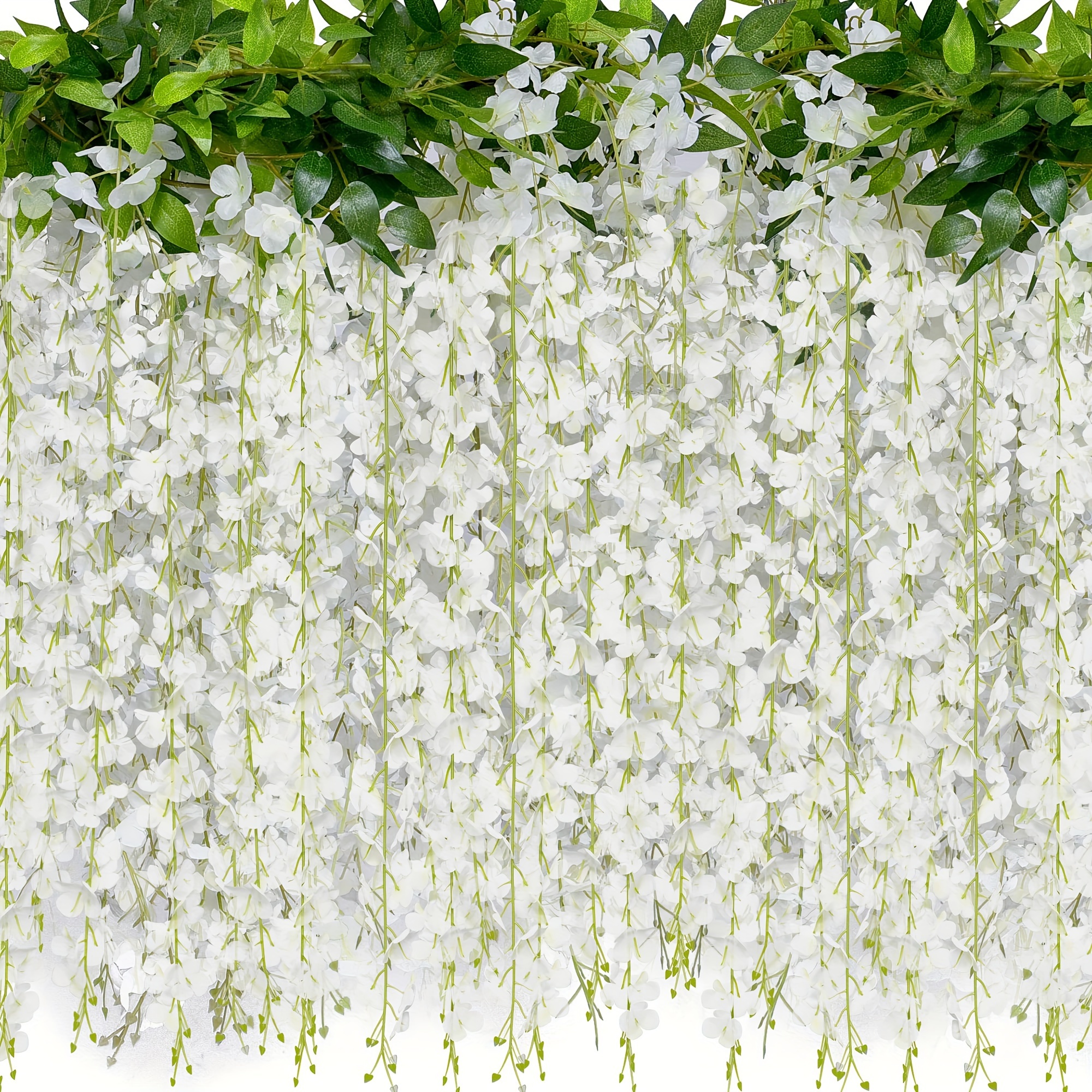 Paquete de 12 guirnaldas de flores artificiales colgantes de glicina de 45  pulgadas/3.7 pies, guirnalda de vid de seda tupida falsa para bodas