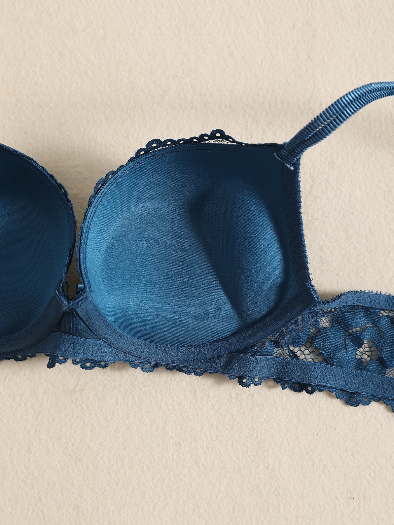 Bras N Things Bra Push Up Navy Blue Gold Embroidered Underwire