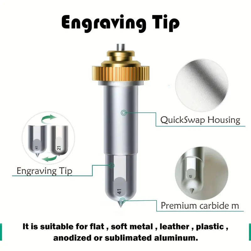 Engraving Tip + Quickswap Housing Compatible with cricut-Maker 3/Maker  cutting machine, Premium Carbide Steel Engraving Tip 41# Engraving Tool  Compatible with Maker 3/Maker Cutting Machine Engraving Designs on Soft  Metals, Acrylic, Leather
