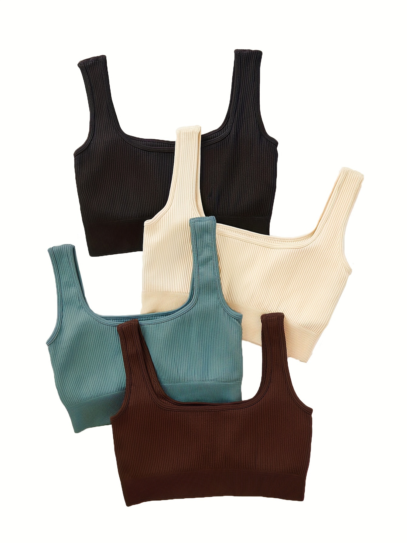 4pcs Solid Sports Bra Removable Cup Wirefree Yoga Running Workout Bra