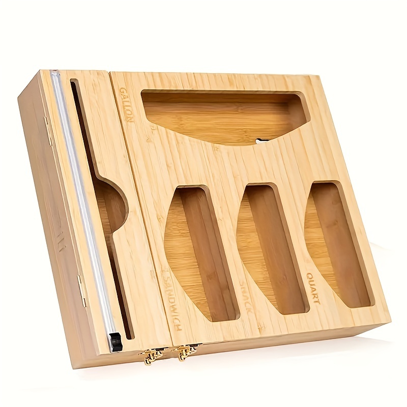 Premium Bamboo Ziplock Bag Storage Organizer Dispenser for Kitchen Dra –  VVW DESIGN