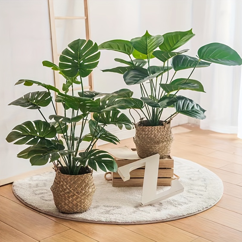 1pc Artificial Monstera Plant 18 Leaves Artificial Tropical Monstera  Outdoor Uv Resistant Plant Faux Monstera Turtle Leaf Tropical Large Palm  Tree Leaves Plant Aesthetic Room Decor Home Decor - Home & Kitchen - Temu