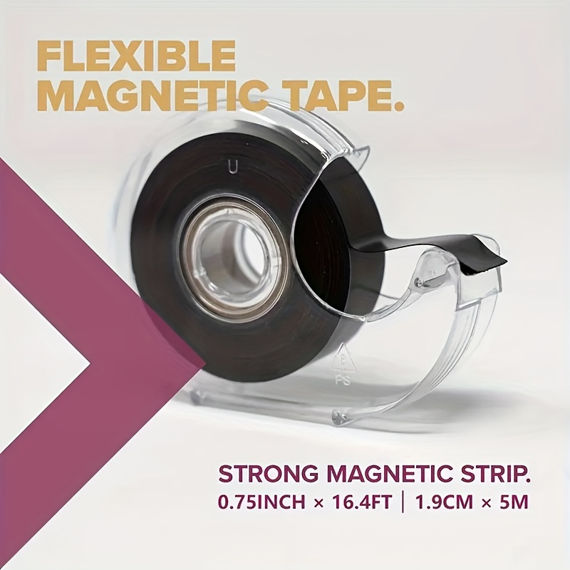 Magnetic Strips Tape with Adhesive Backing, 0.5 in x 12 ft, Flexible Sticky Magnet for Crafts, Peel and Stick Roll