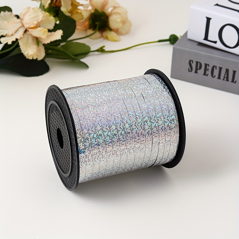 PENGXIANG 500 Yards Shiny Balloon Ribbons, Silver Shiny Curling Ribbon  Metallic Balloon Roll for Party Festival Art Craft Decor,Florists,  Weddings