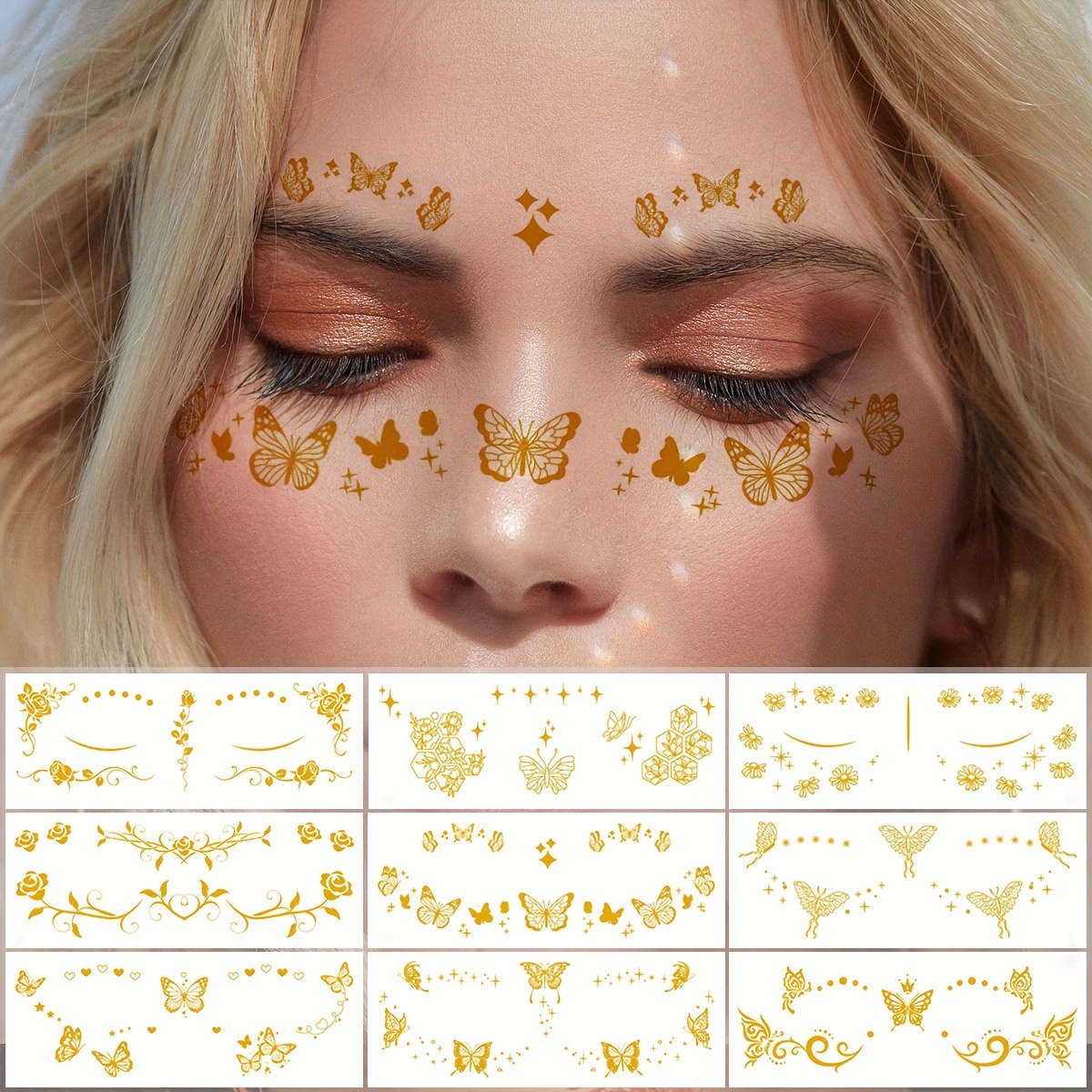 Face Body Makeup Stickers Art Party Electric Syllables Music - Temu
