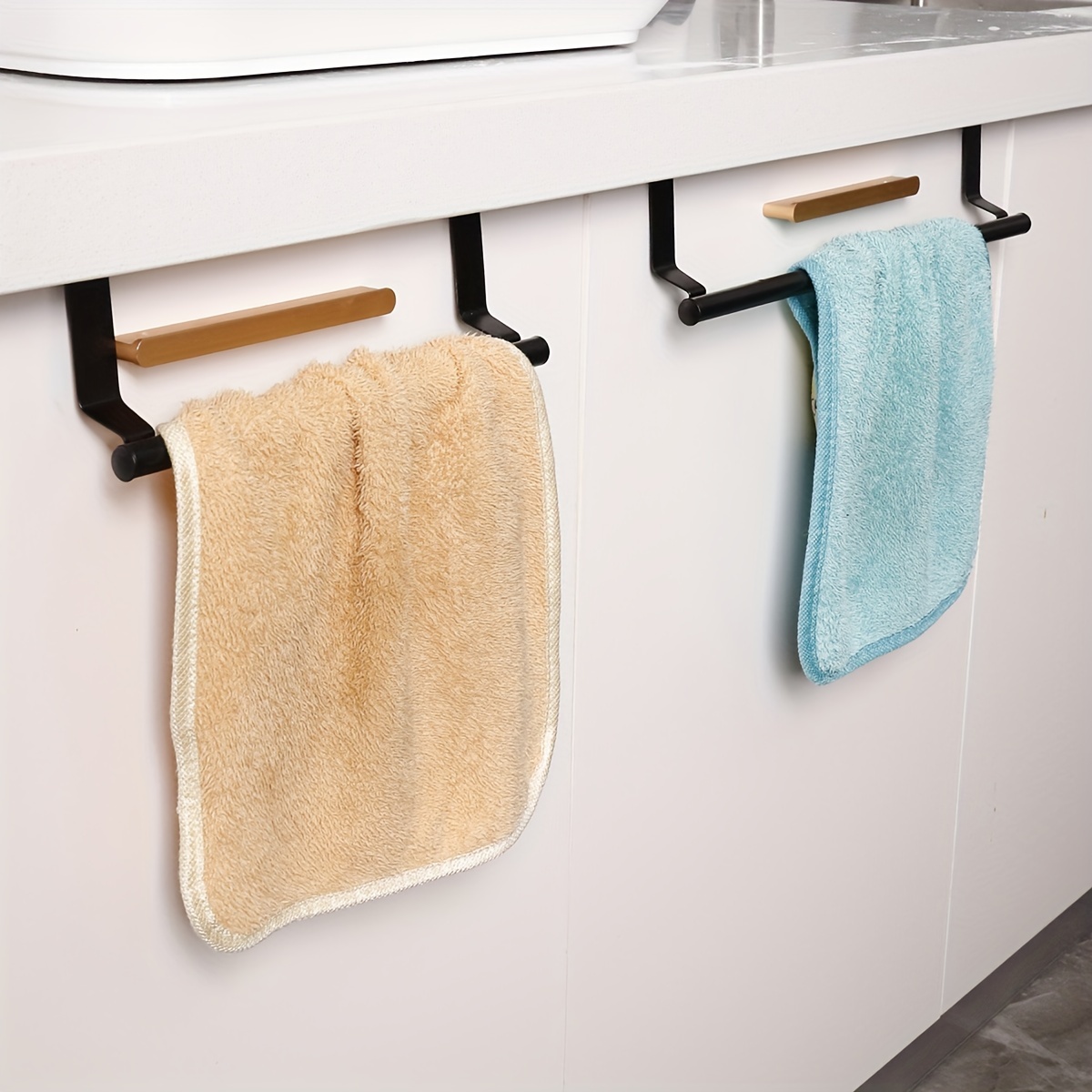 Stylish Kitchen Cabinet Door Towel Rack Over Bar Stand Wash - Temu