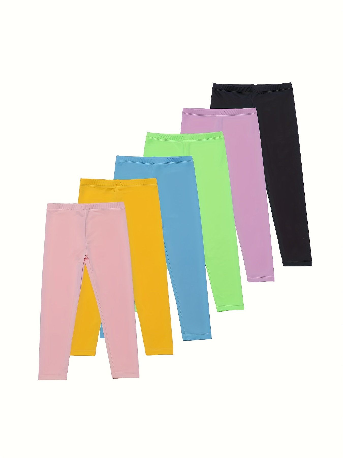 ESHOO 2-Pack Little Girls Casual Solid Leggings Tights With