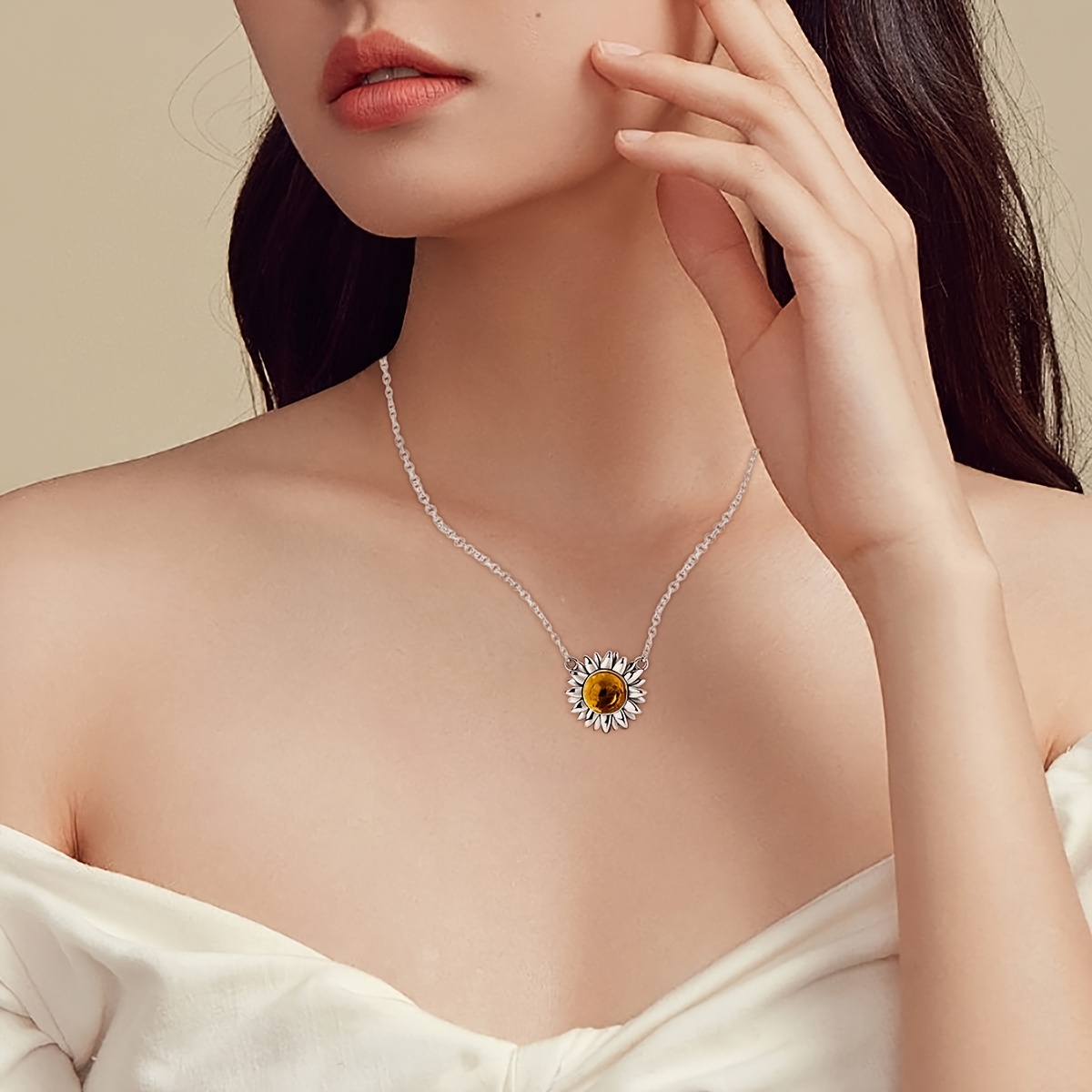 Collana Girasole in Argento 925 e Zircone