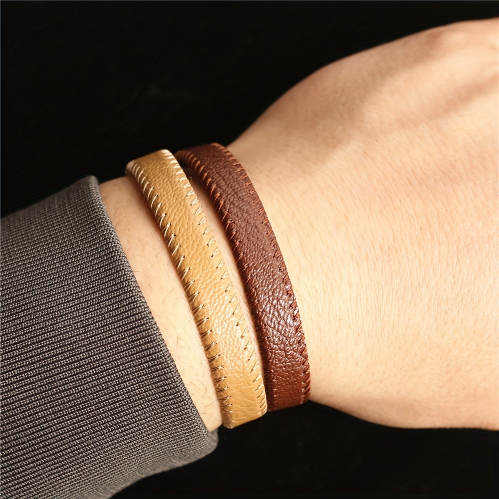 Men's Leather Braided Bracelet Bangle Jewelry