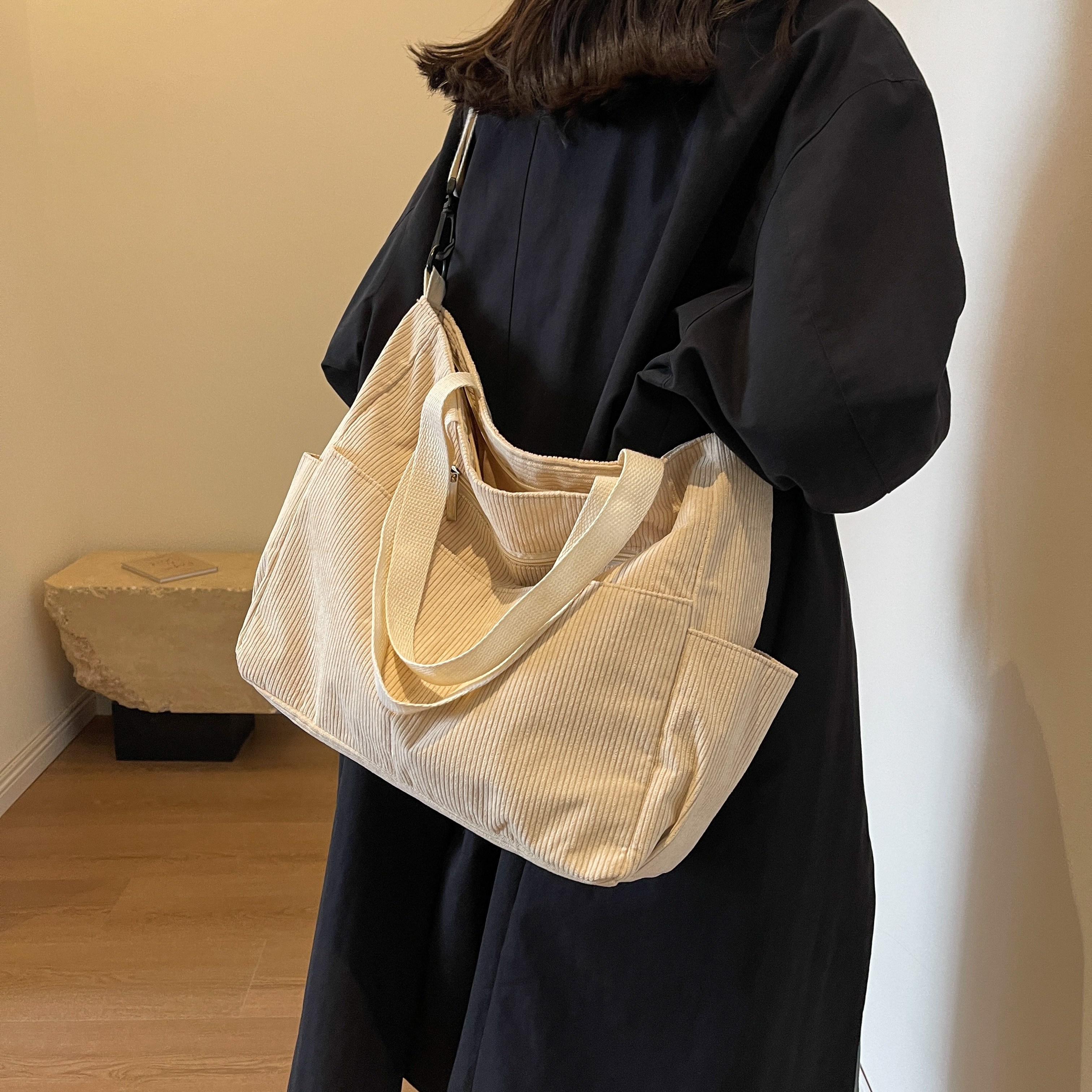 Retro Corduroy Versatile Shoulder Bag Women Large Capacity Commute
