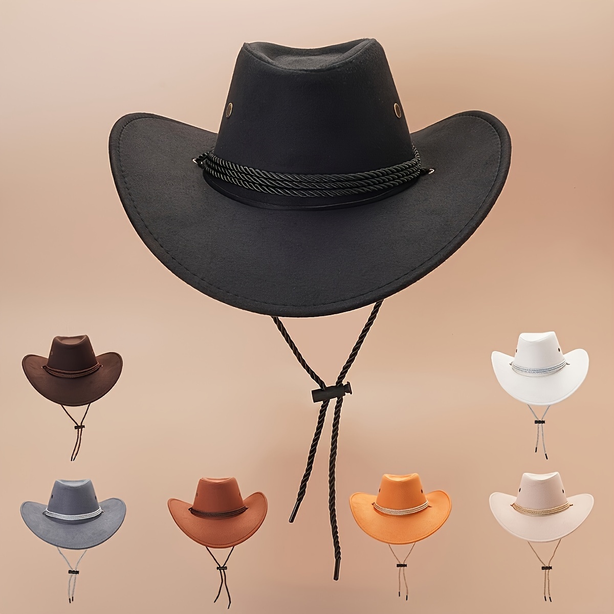 Sombrero de vaquero del viejo oeste y vaquera, estilo de ala ancha