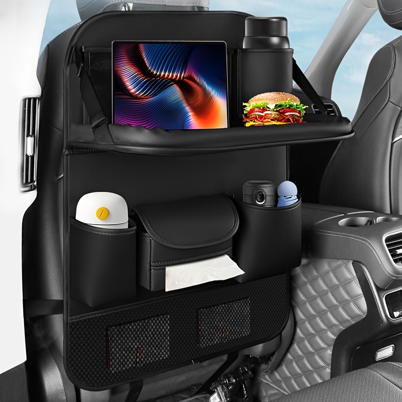 Car Seat Organizer+Car Trash Can, Backseat Car Organizer, Protector Kick  Mats for Kids, Table Tray, Foldable Dining Table with iPad and Tablet  Holder, Travel Accessories Organizer (1 Pack) 