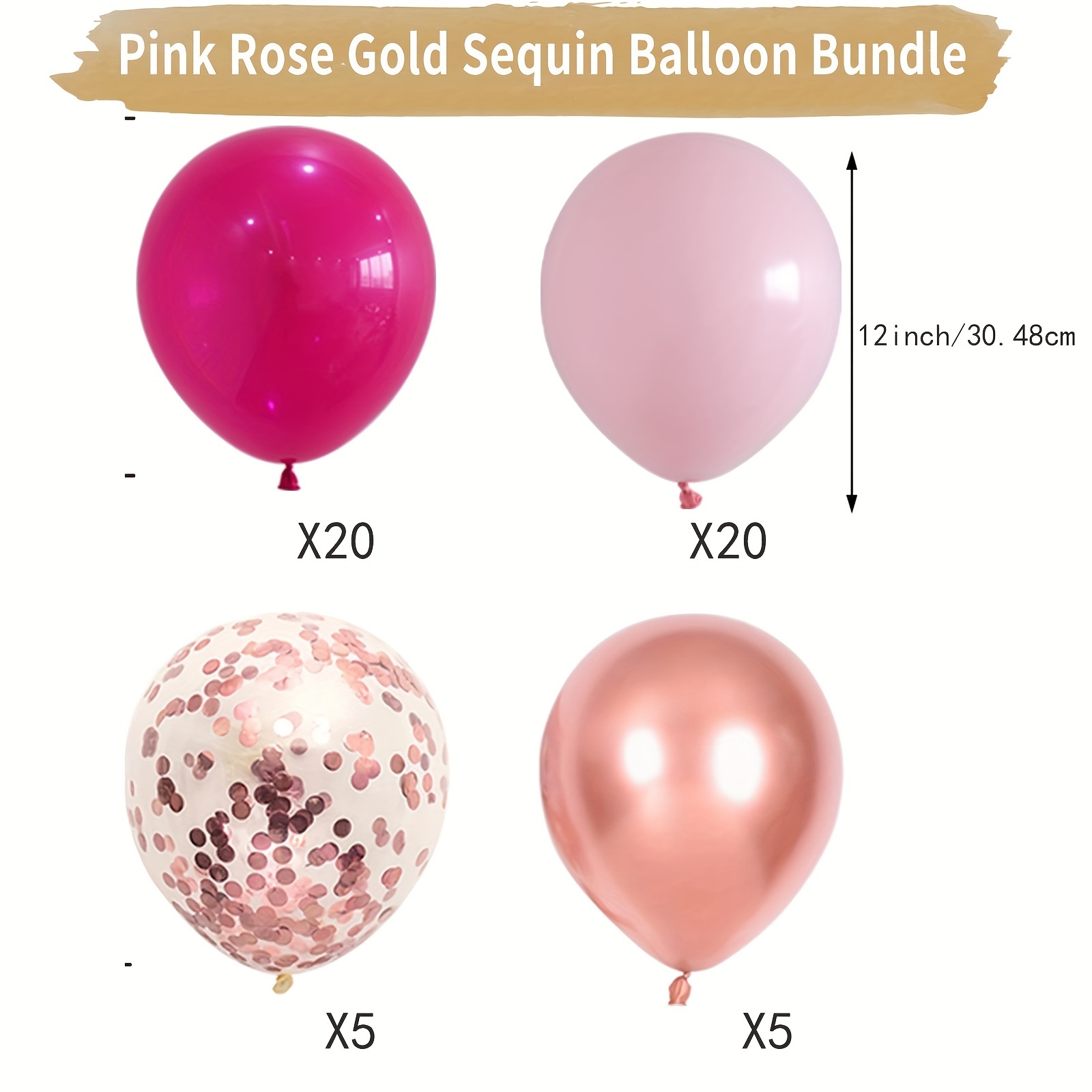 12 Rose Gold Balloon Bundle, Rose Gold Balloon Bouquet, Rose Gold Birthday  Balloons, Rose Gold Balloons, Rose Gold Birthday Party Decor 