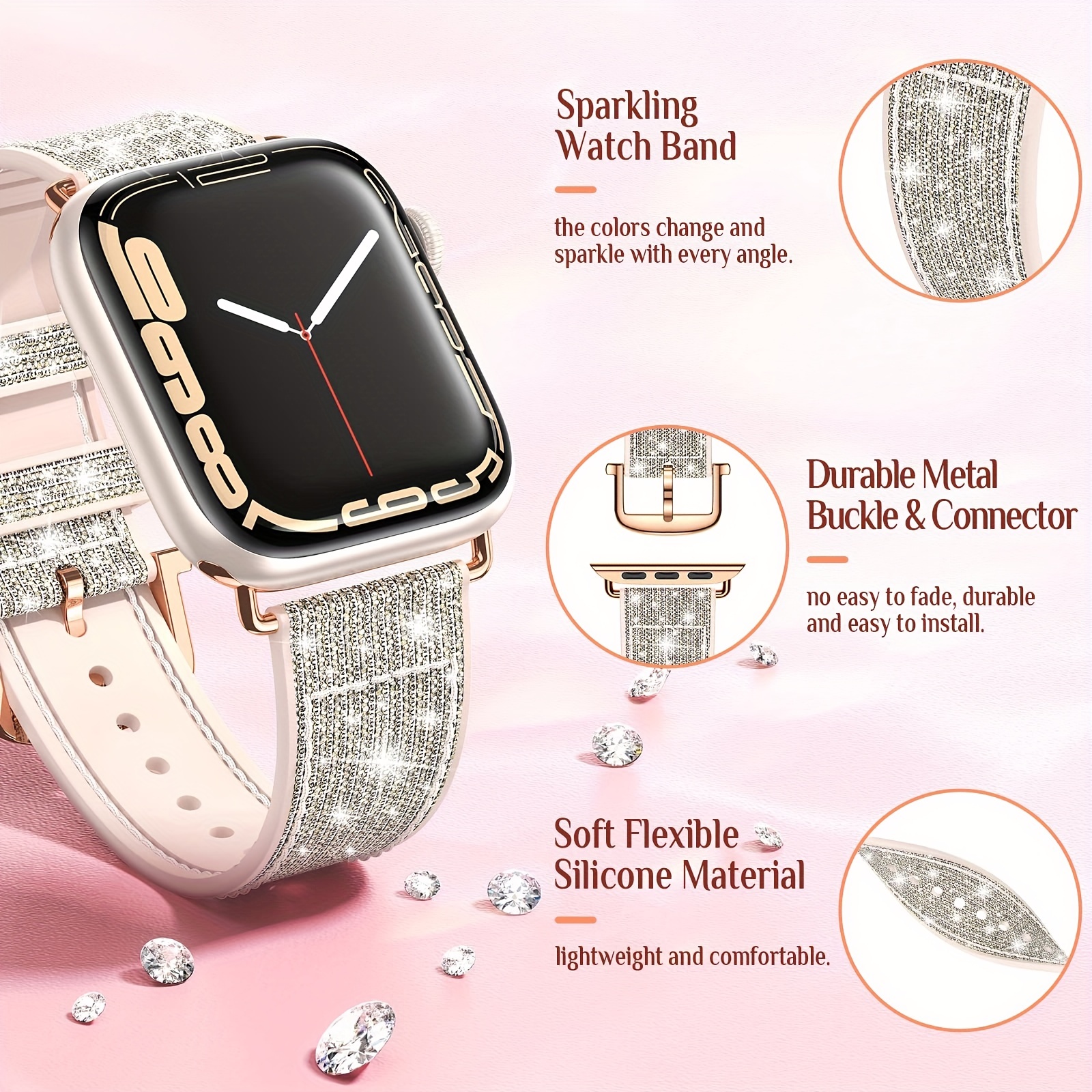 Moonooda Correa de reloj con patrón compatible con Apple Watch de 1.496 in,  1.575 in, 1.654 in, 1.732 in, correa de repuesto de cuero vintage