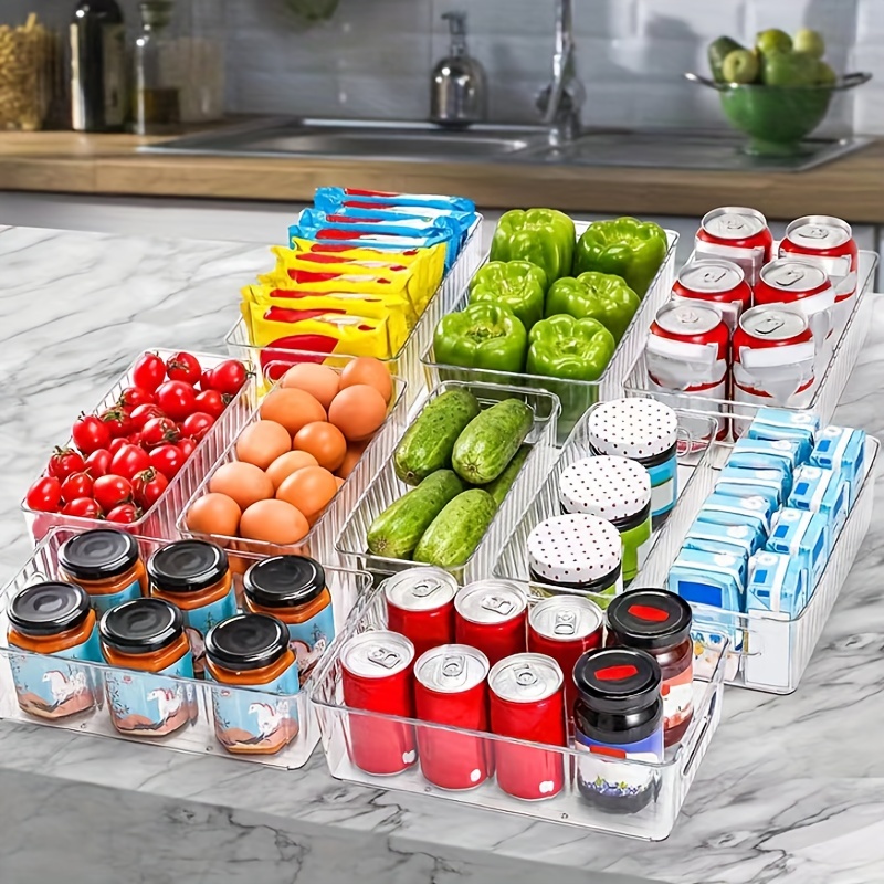 Stackable Refrigerator Organizer Bins, 6 Pack Clear Kitchen Organizer  Container Bins with Handles and 20 PCS Plastic Bags for Pantry, Cabinets