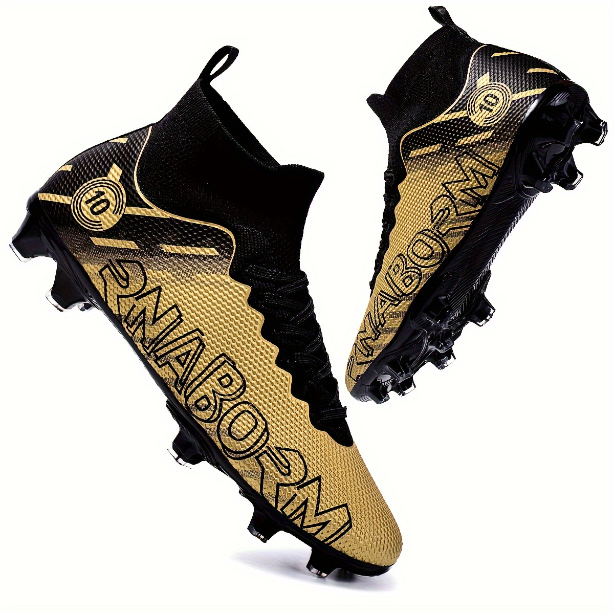 

Men's High Top Fg Football Boots, Professional Outdoor Anti-skid Breathable Lace Up Fg Soccer Cleats
