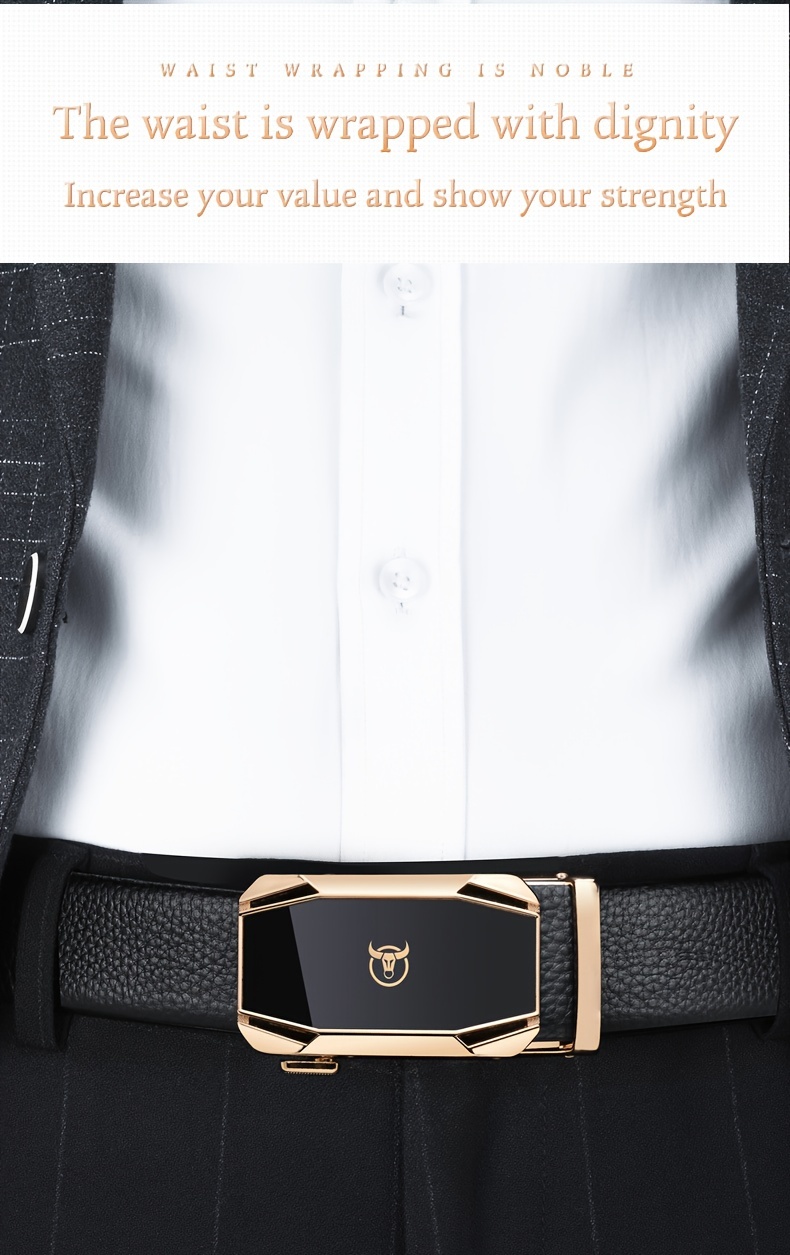 Men's Trousers Belt, Trendy Metal Automatic Buckle Business Belt, For  Boyfriend And Husband Valentine's Day Gift, Exquisite Gift Box - Temu