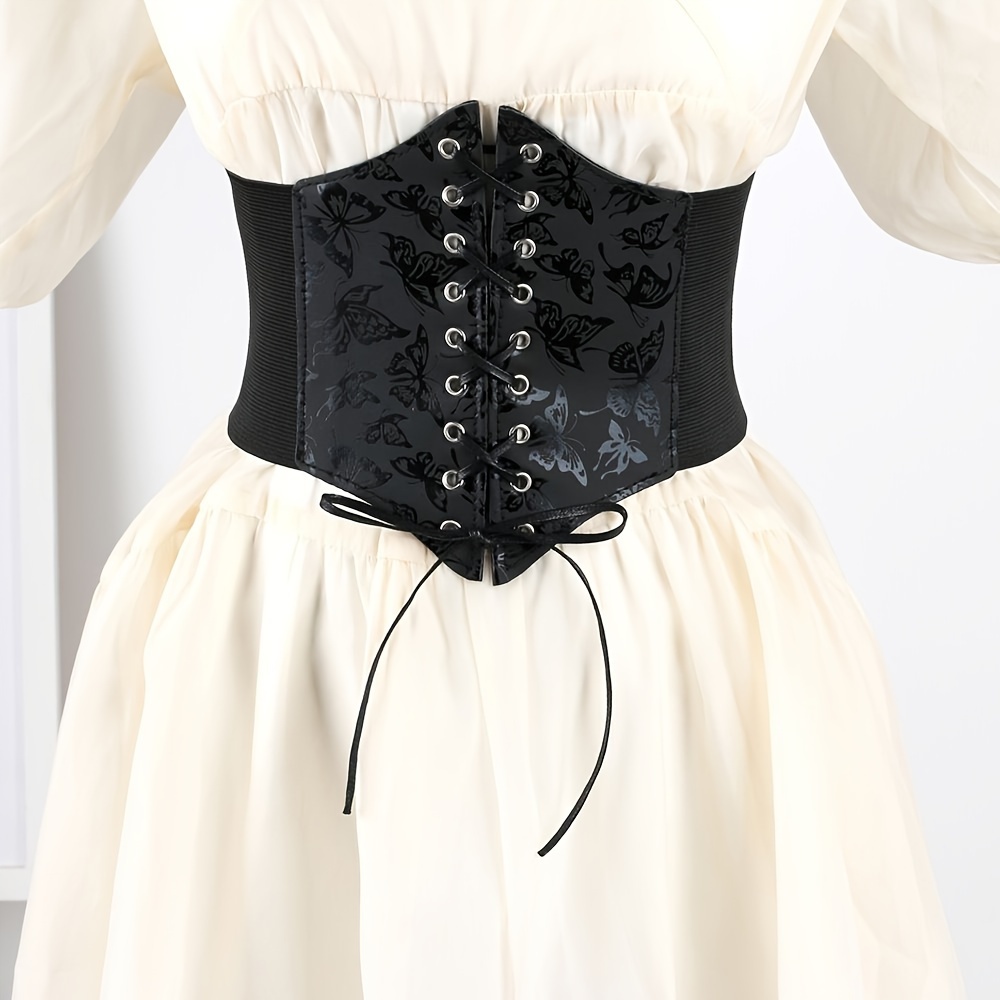 

Women's Black Punk Corset Waist Belt For Evening Dates, Parties, And Festival Outfits