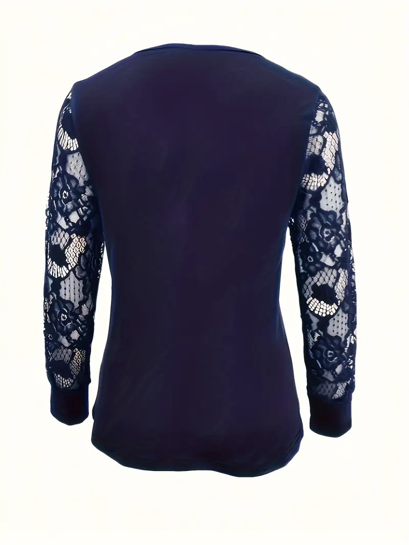 Lace Long Sleeve Stitching Casual T-Shirt Lace Long Sleeve Stitching Casual T-Shirt