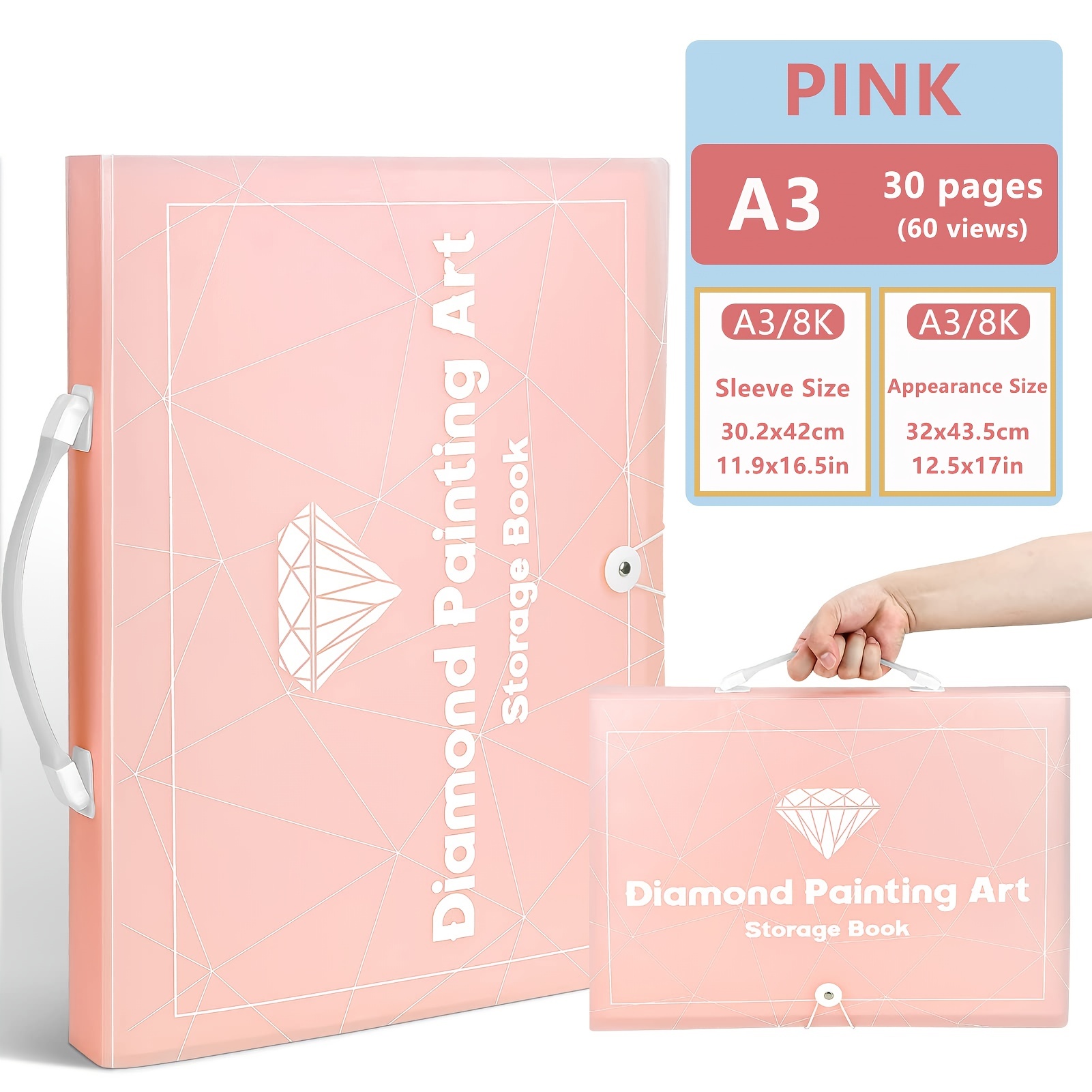 30 Pages A3 Diamond Painting Storage Book With Handle Hold - Temu