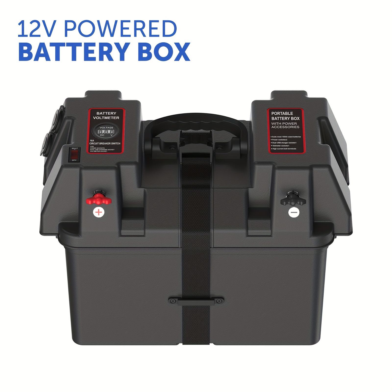 Boîte de batterie 12Vdc avec voltmètre, prise de voiture 12Vdc et doub –  Creation et Design Electrique Inc
