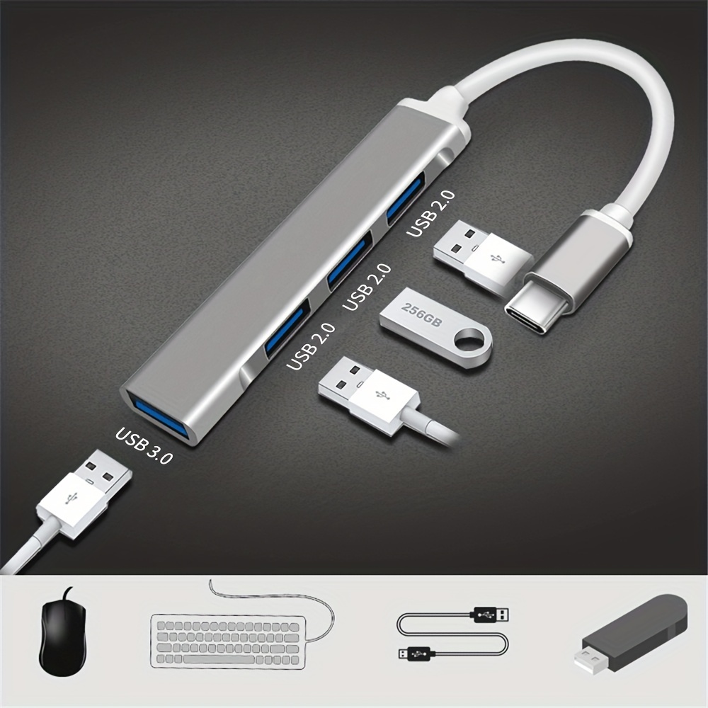HUB USB 3.0 Alu 7 ports avec adaptateur secteur 12V - Argent