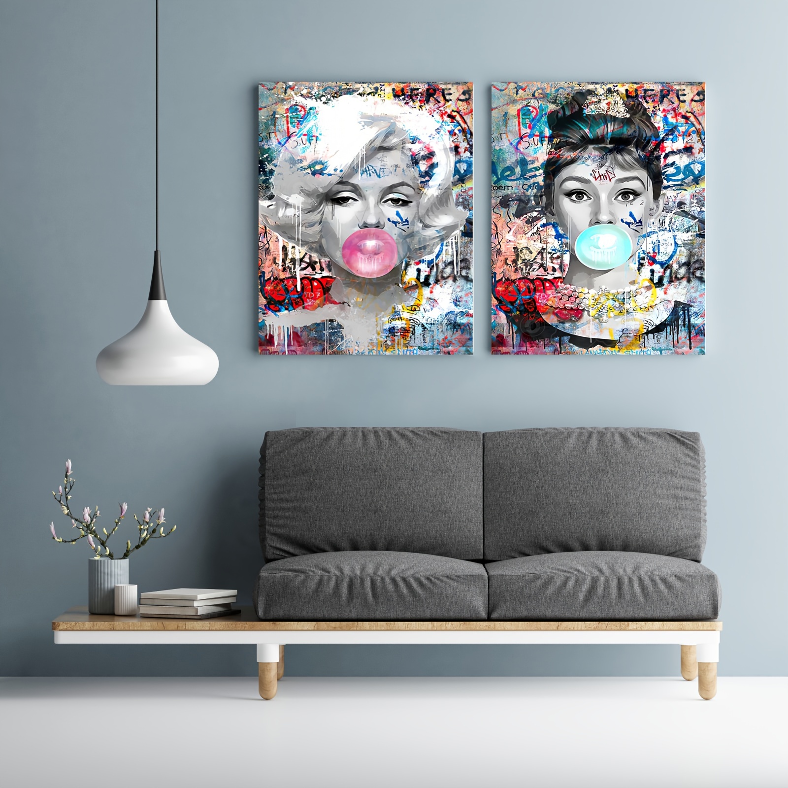 

2pcs Art Canvas Print Painting, Abstract Bubble Girl Art Painting Creative Home Decoration For Bedroom, Living Room, Bathroom - Perfect Birthday Gift And Party Decoration Supplies