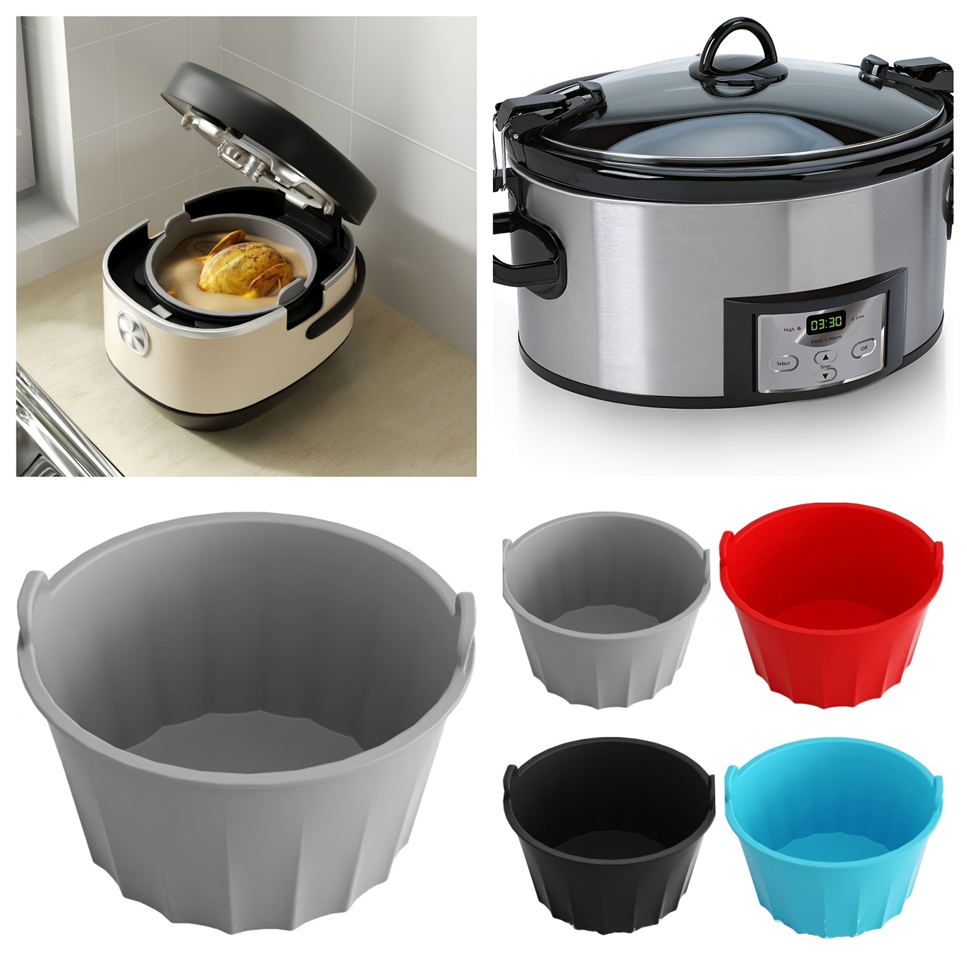 1pc reusable silicone slow cooker liners   your slow cooker into multiple   for   prep details 8