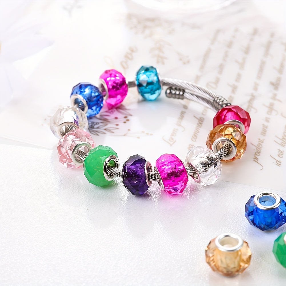 Mixed Color Large Hole Glass Beads Mixed Color Silvery - Temu