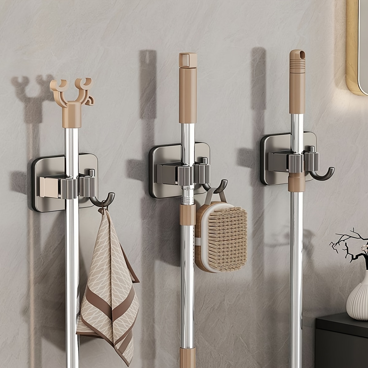 Hooks, Broom and Mop Holder Wall Hanging Hook Coat Hook Towel Hook Bathroom  Hook Towel Rack Wall Mounted Organizer Storage Bathroom Storage 