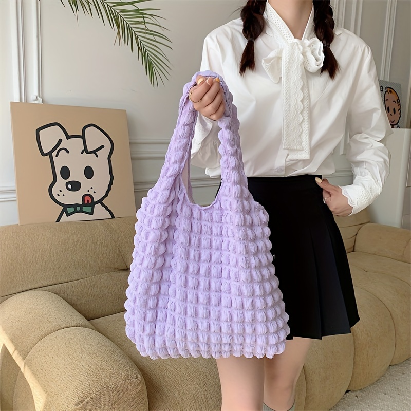 

Solid Color Ruched Design Shoulder Bag, Versatile Minimalist Handbag, Daily Use Bag