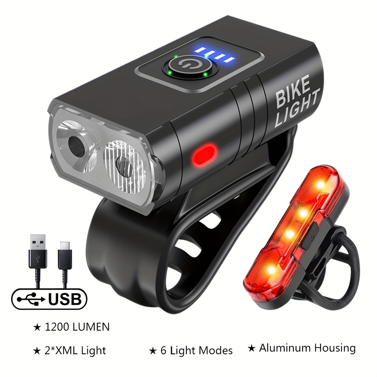 Super Bright Type c Rechargeable Bike Lights 5 Led Headlight - Temu