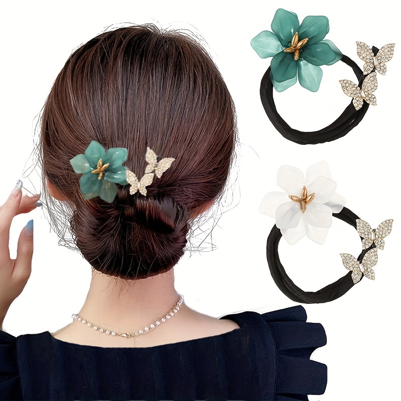 

Flower Hair Loop Hair Bun Maker Ponytail Holder Elegant Hair Styling Accessories For Women And Daily Use