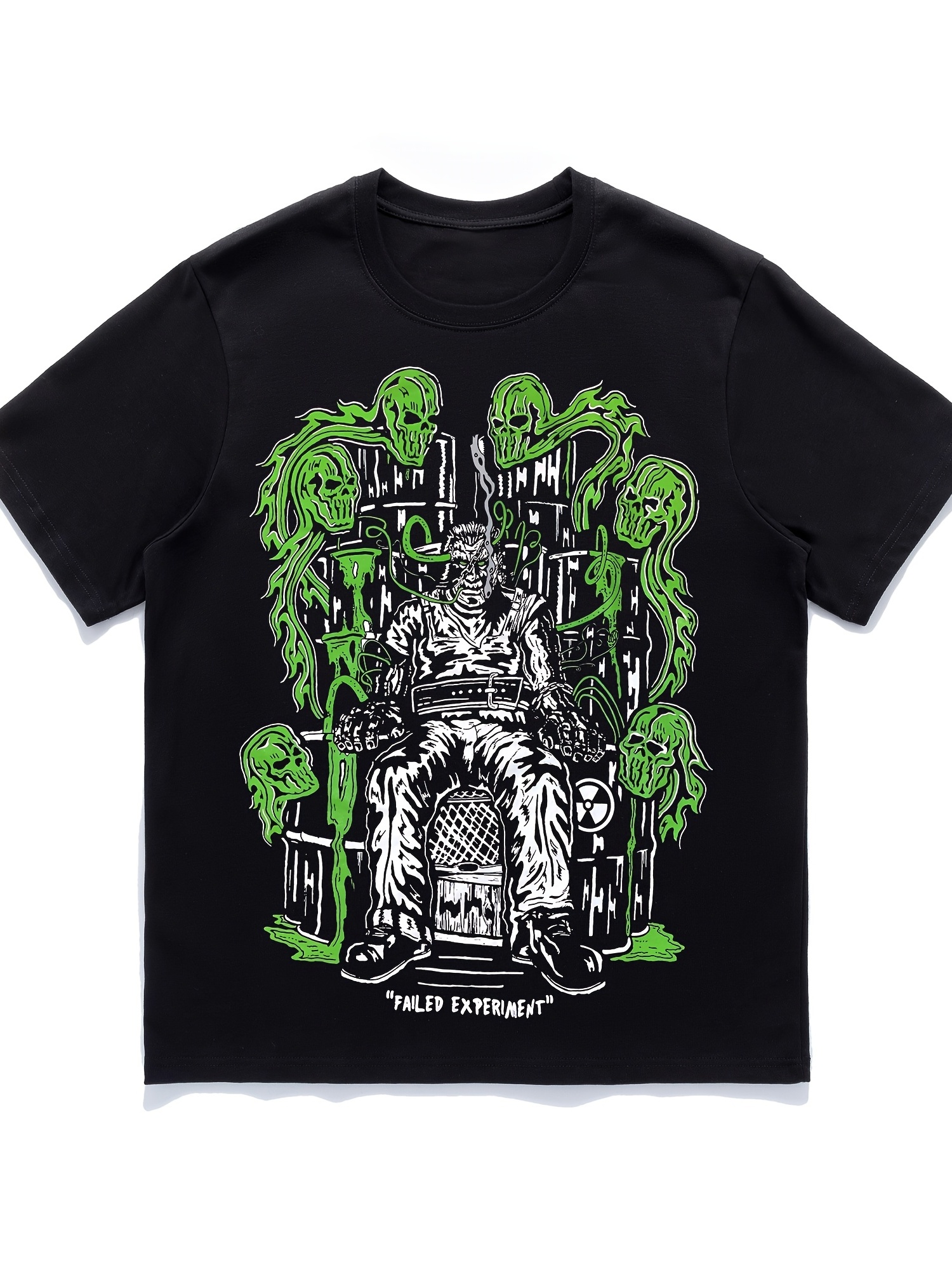 Men's Retro Green Skull Short Sleeve Cotton T-shirt - Temu