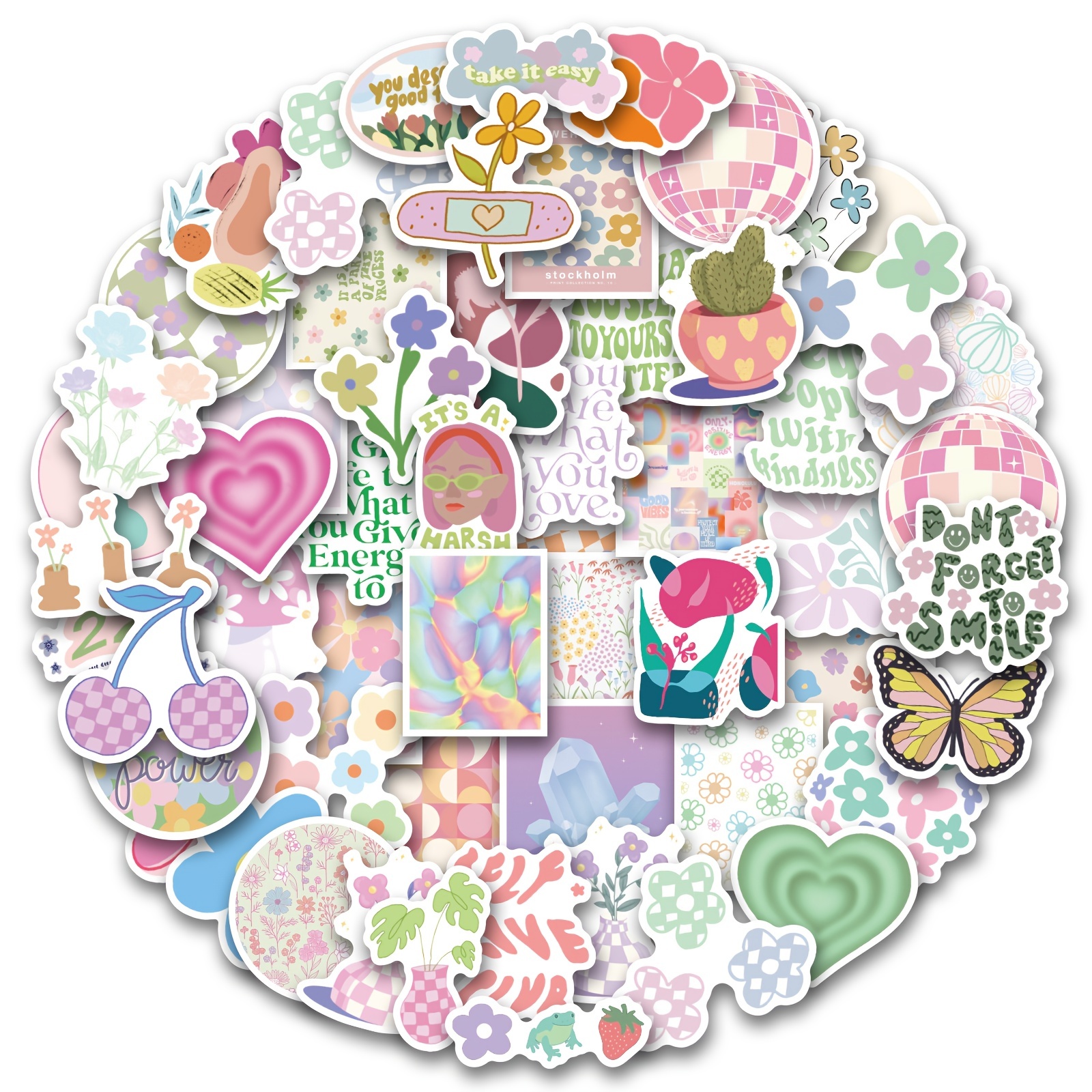 Fun & Creative Waterproof Stickers For Diy Projects - Danish Pastel Doodle  - Temu Japan