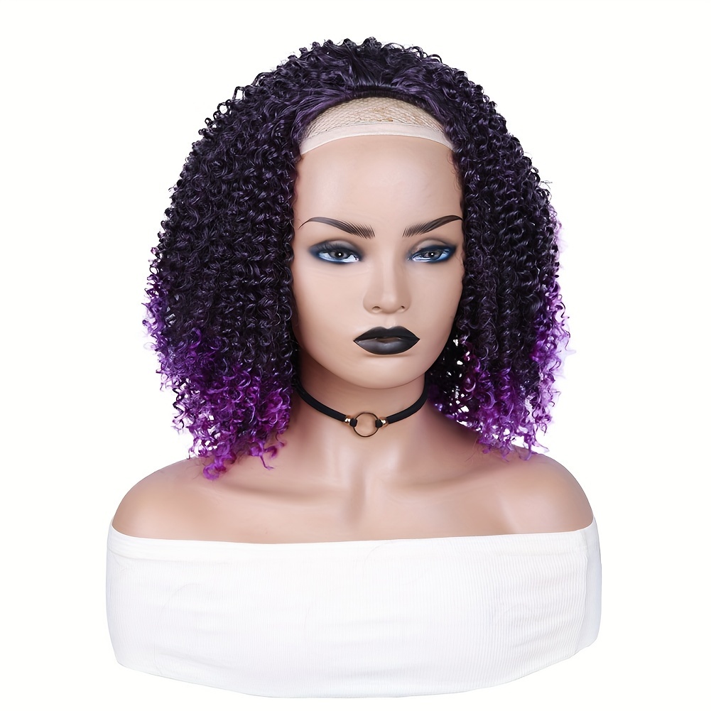 Purple Synthetic Wigs Short Curly Bob Wigs Women Temu