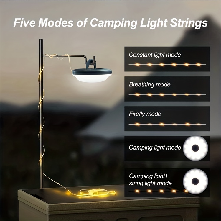 Camping String Light With 5 Lighting Modes Durable - Temu